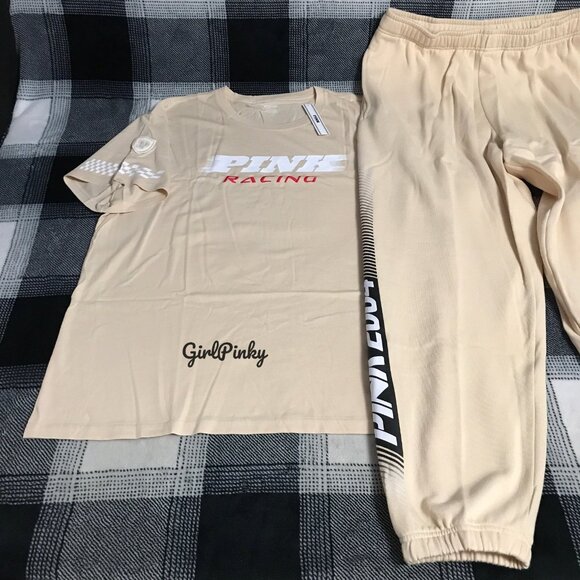 victoria secret PINK sweatpants OUTFIT RACING LOGO IN CANVAS IN SIZES S-XXL - Picture 2 of 9